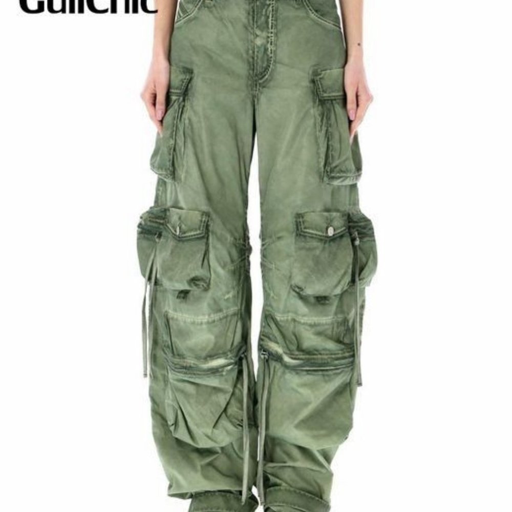 Olive Green Cargo Trousers - Women's Utility Pants